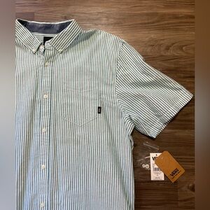 Vans Green Stripe Short Sleeve Buttondown Shirt